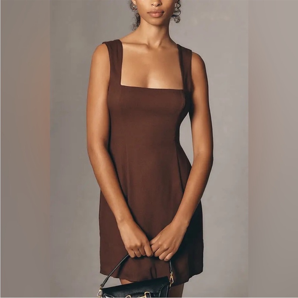 REFORMATION Gabin Square-Neck
Mini Dress Smocked Adjustable